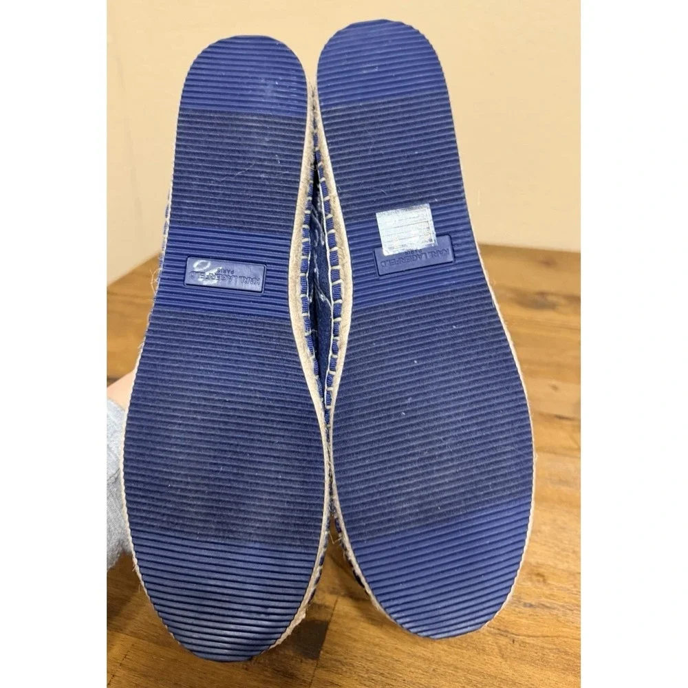 Karl Lagerfeld Paris Malvie Denim Espadrilles Blue Choupette Charms Womens‎ 11M